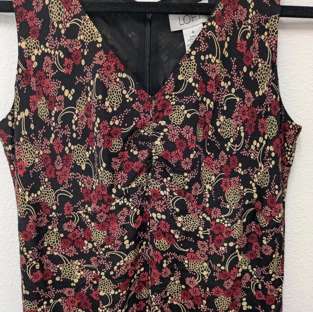 Loft Floral Starburst 90s Mom Flare Midi Dress sz 4 - Picture 5 of 10